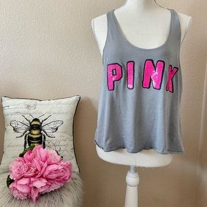Pink Victoria’s Secret sequin bling crop top smalll